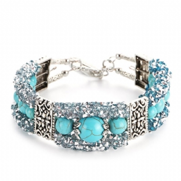 Vintage Coloré Strass Perles Bracelet Turquoise Bracelet Bracelet Cadeau Pour Les Femmes