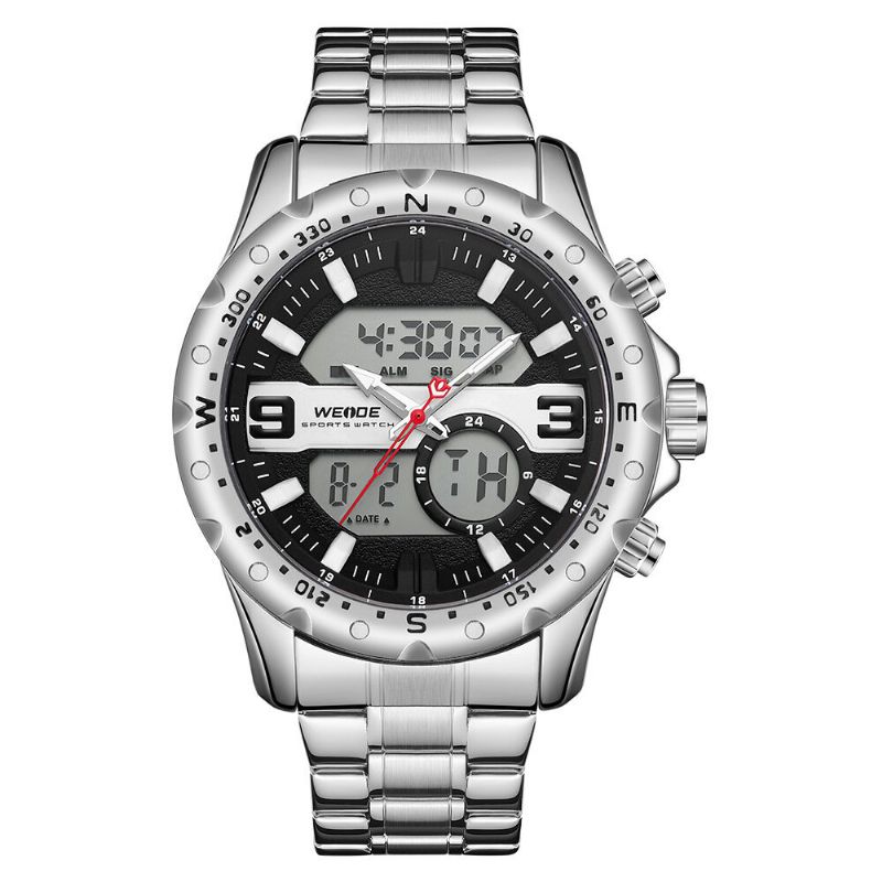 Weide Wh8502 Business Style Dual Display Watch Lcd Digital Chronograph 3atm Waterproof Men Watch