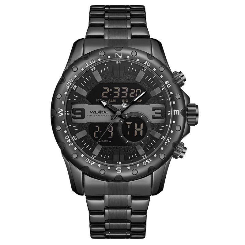 Weide Wh8502 Business Style Dual Display Watch Lcd Digital Chronograph 3atm Waterproof Men Watch