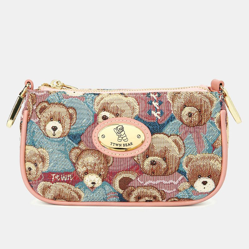 Women Bear Pattern Casual 3 Pcs Wallet Crossbody Bag