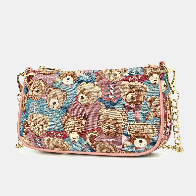 Women Bear Pattern Casual 3 Pcs Wallet Crossbody Bag