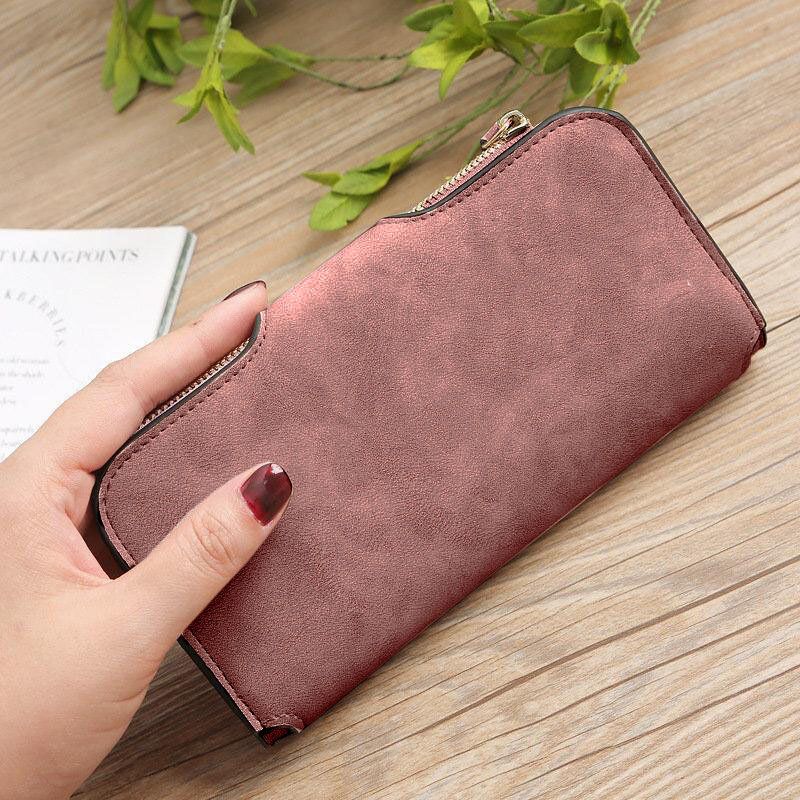 Women Butterfly Four Fold Wallet Purse 14 Card Slot 5.5 Inch Phone Bag