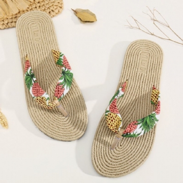 Womens Clip Toe Floral Massage Soles Beach Flats Sandals