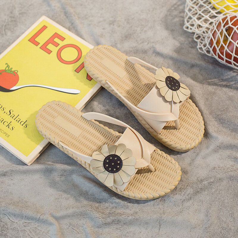 Womens Clip Toe Sunflower Beach Massage Soles Slide Sandals