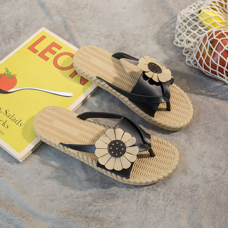 Womens Clip Toe Sunflower Beach Massage Soles Slide Sandals