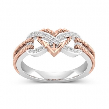 Zircon Spécial Incrusté Creux Platine Anneaux Infini Noeud Coeur Croix Bague Pour Les Femmes